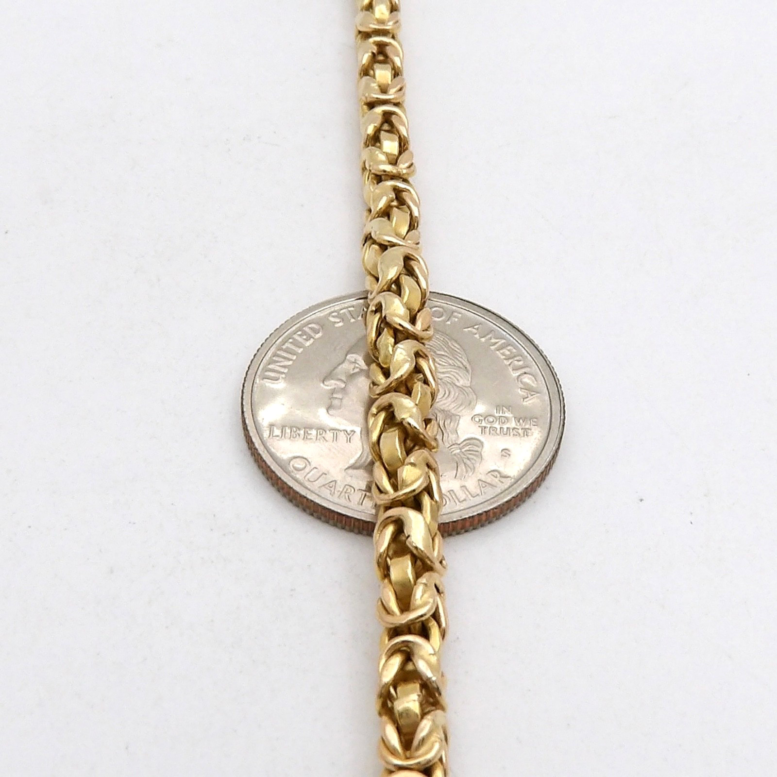 Solid 14k Gold Round Byzantine Link Tukrish Rope Chain Necklace 18.5in Italy