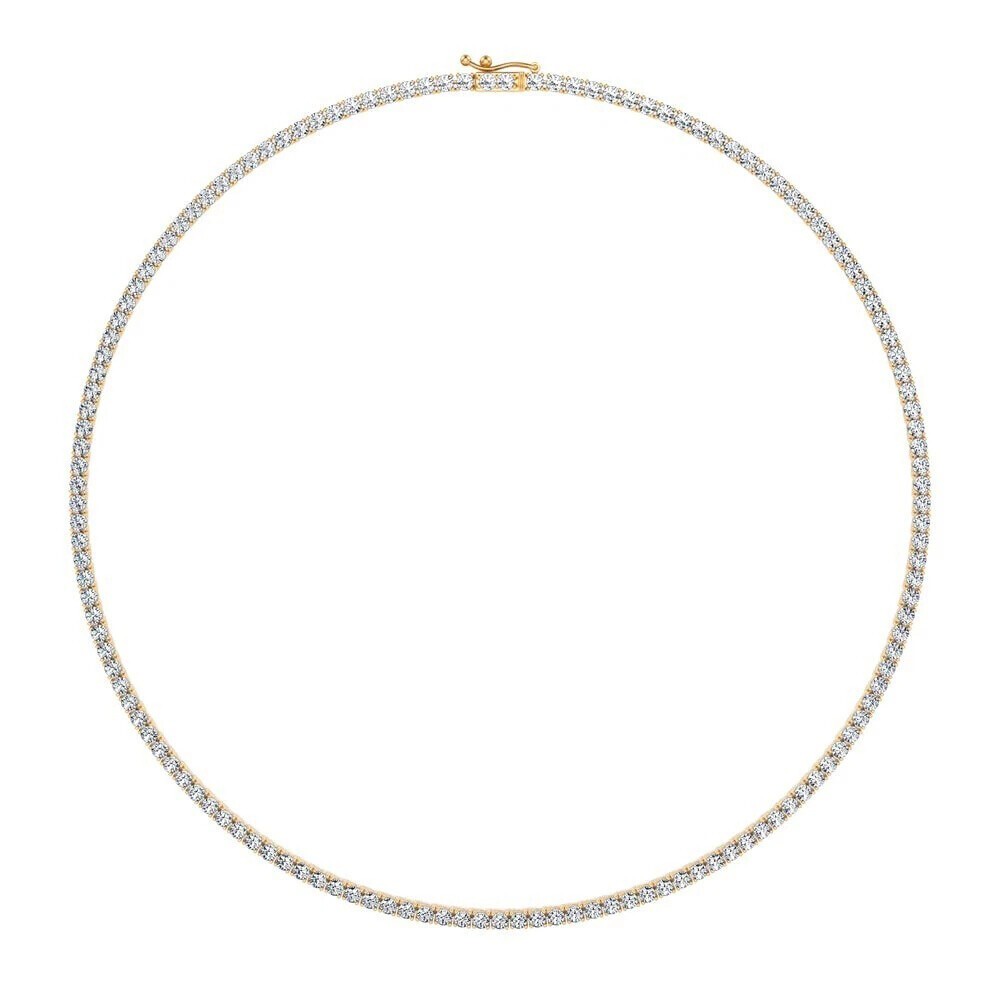 Lab Grown Diamond 20” Inch Tennis Necklace D VS 18.00 Carat 14k Gold Plated