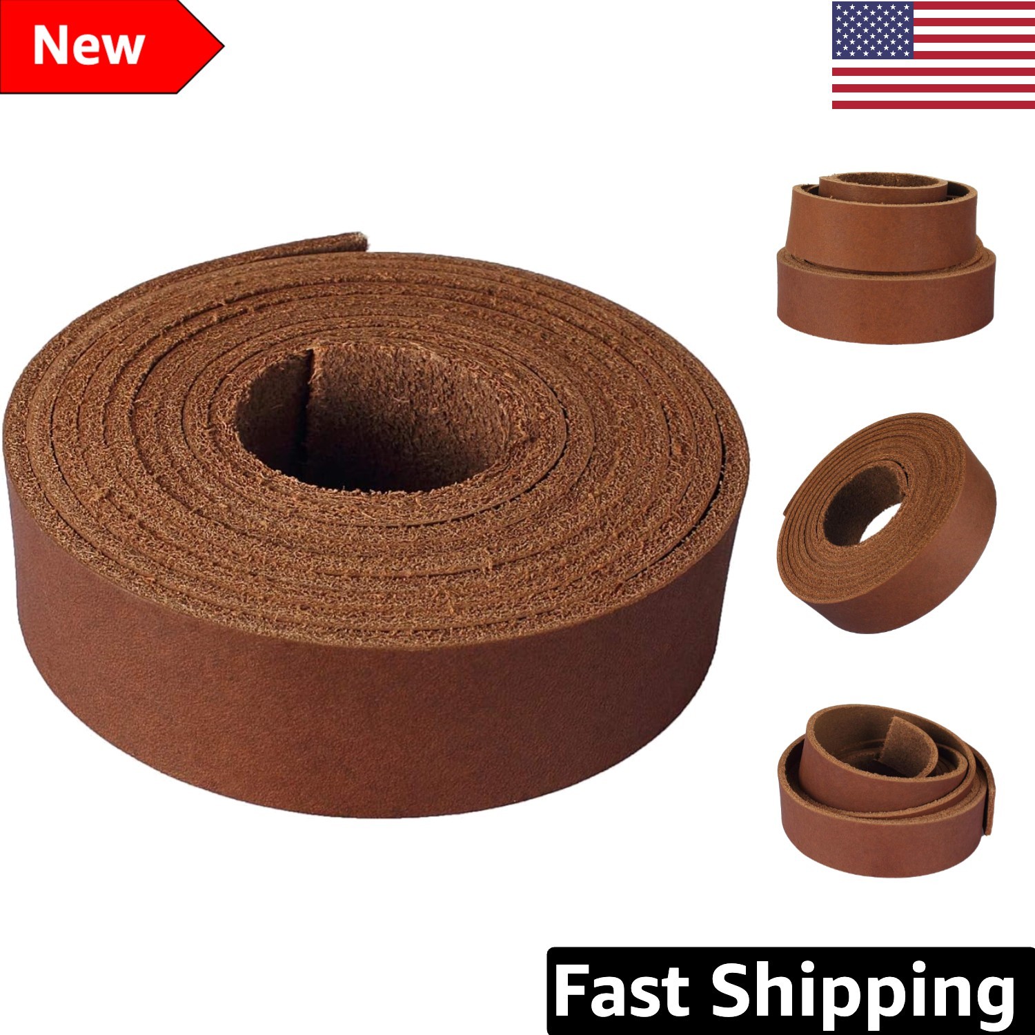 Durable 72 Inch Brown Leather Strip – 1 Inch Wide Genuine Cowhide for Projects