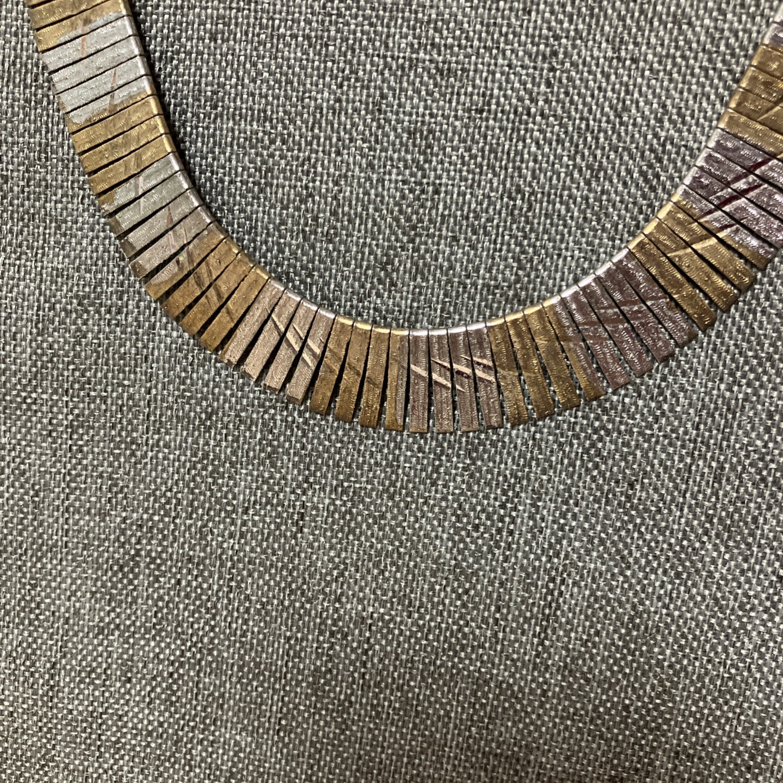 Vintage Sterling Silver Cleopatra Necklace Style With Gold Tone Made In Italy