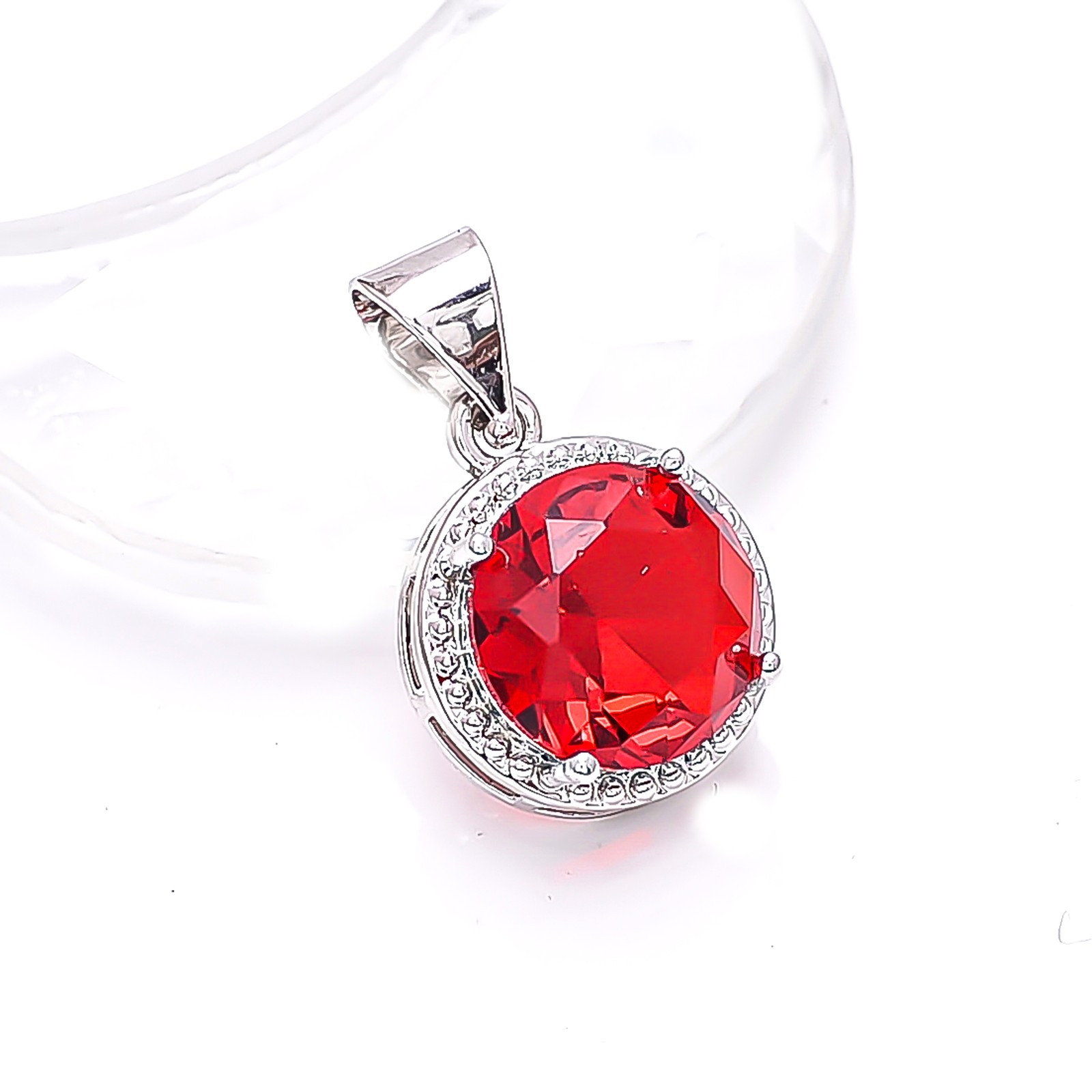 Red Garnet Gemstone 925 Sterling Silver Pendant 0.80″, Christmas Gift P7794