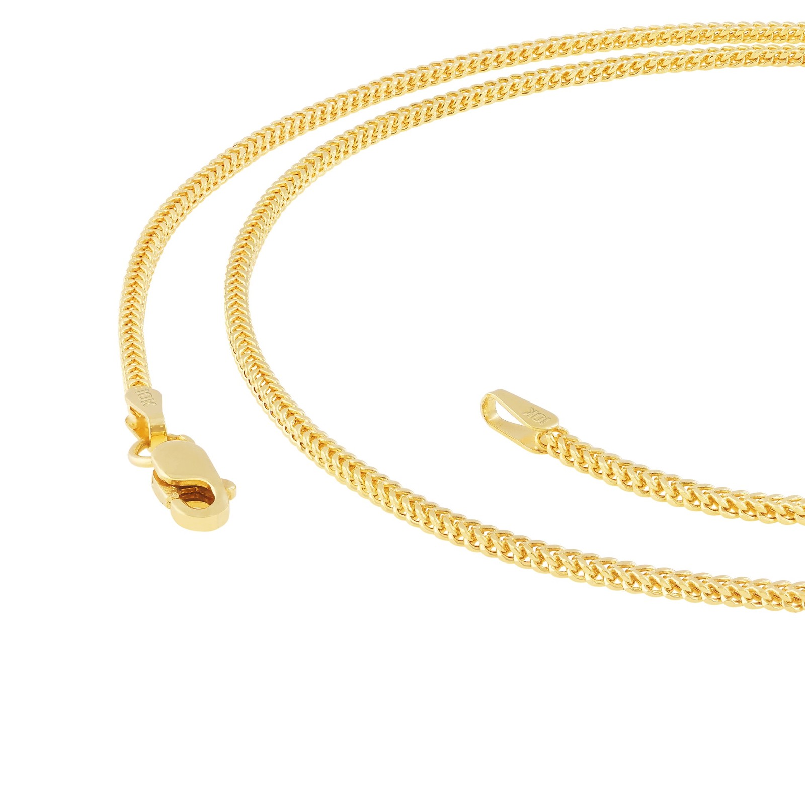 10K Yellow Gold 1.5mm Foxtail Wheat Square Box Franco Pendant Necklace Chain 22″