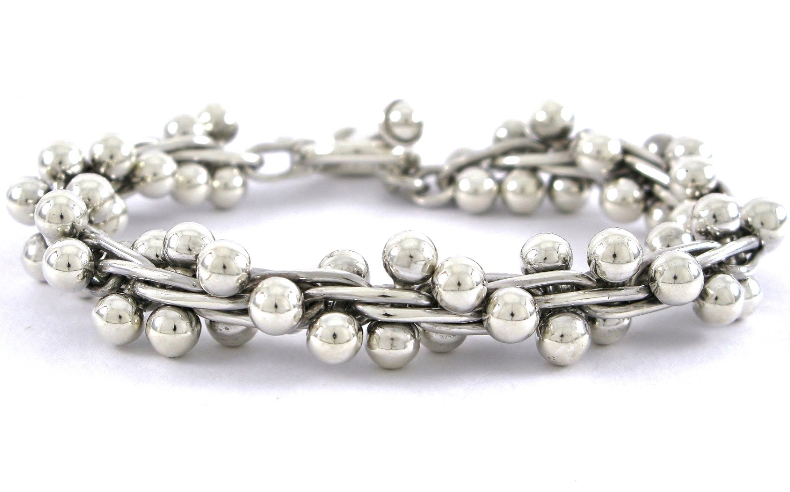 Silpada B0523 Sterling Silver 925 Beaded DNA Helix Toggle Bracelet 74.9G