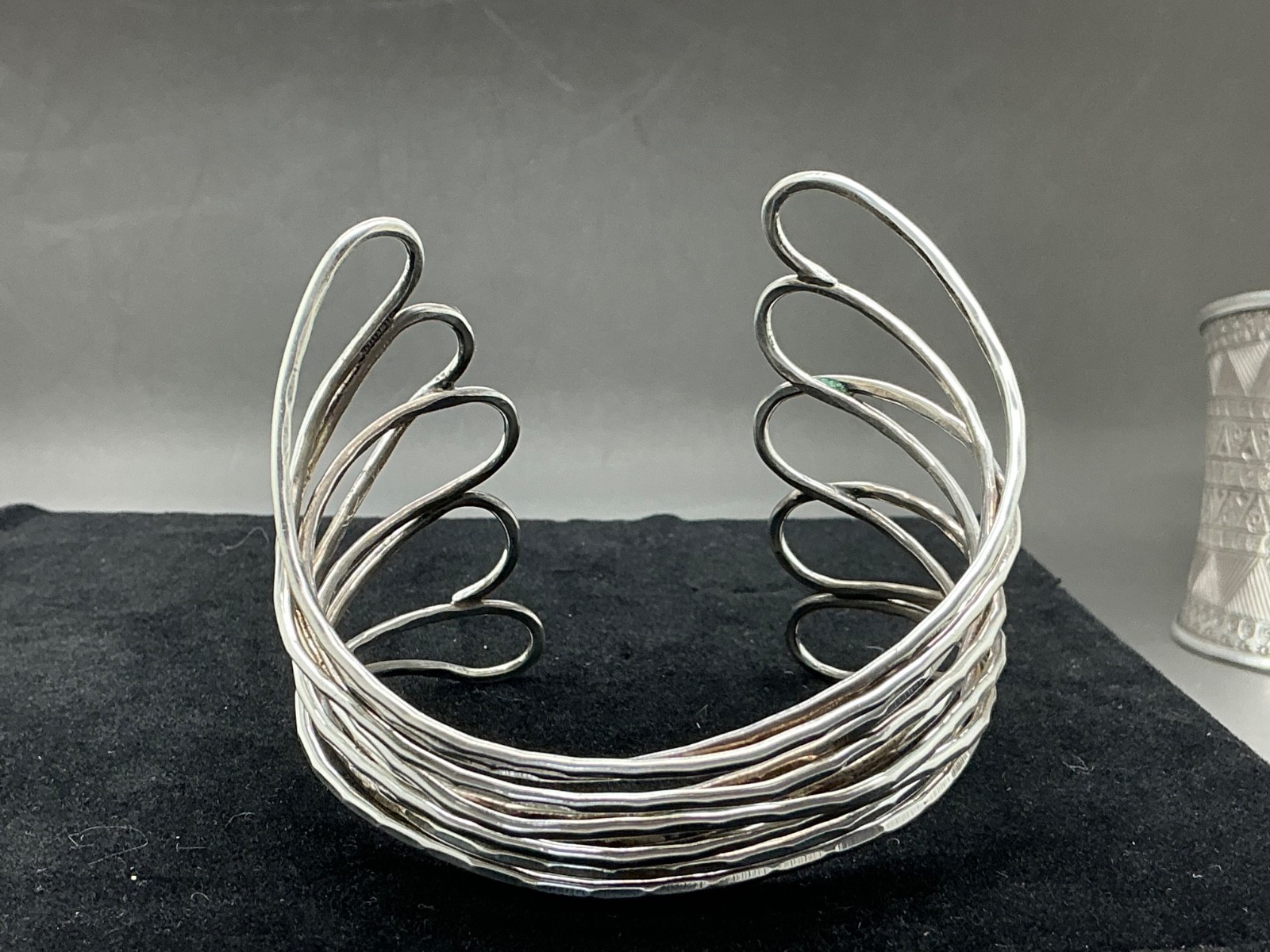 Large Cuff bracelet Artisan hand hammered 900 silver 32.3g