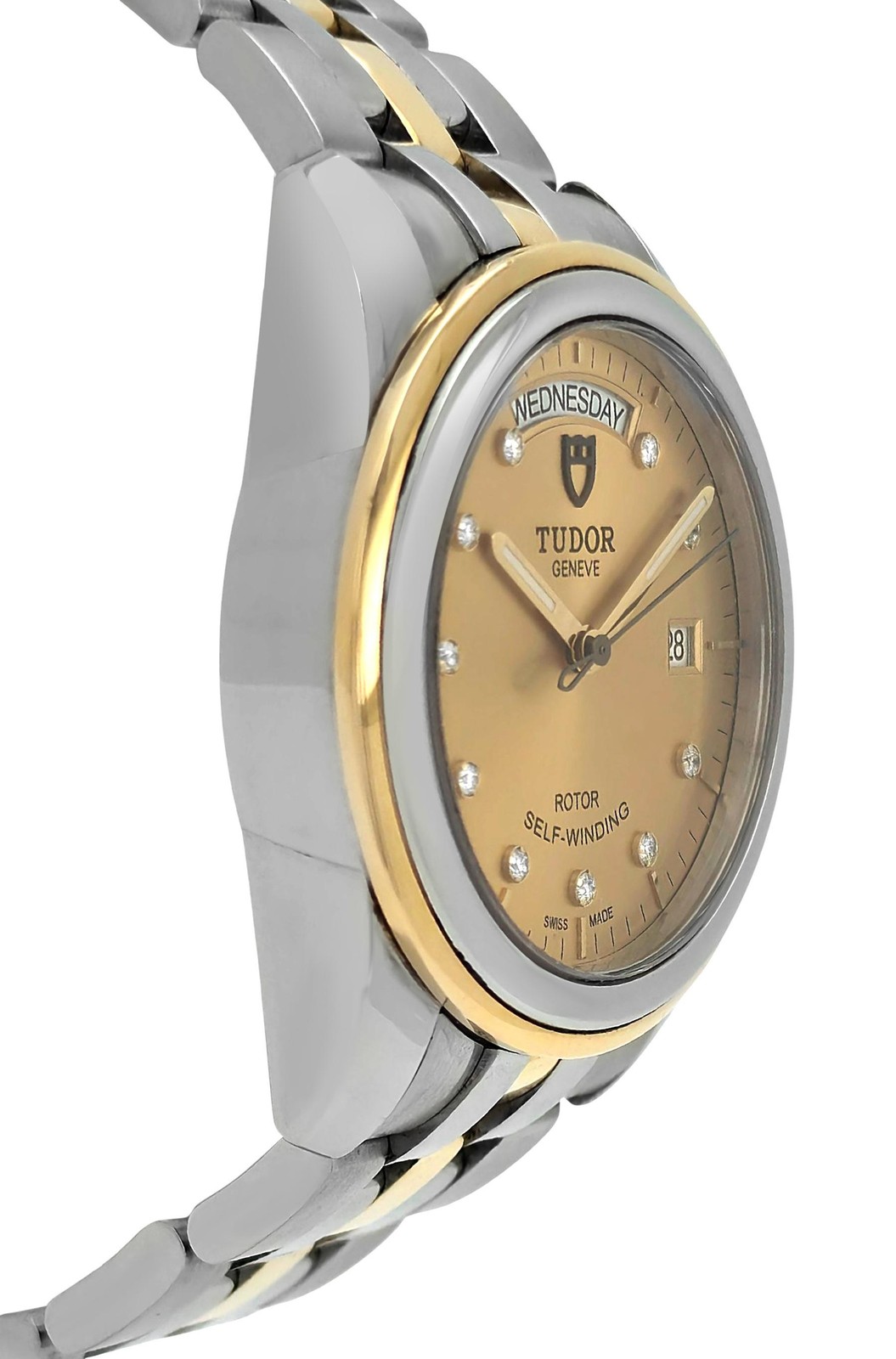 Tudor Glamour Day Date M56003-0005 Champagne Diamond Dial Gold Steel 39MM Men’s
