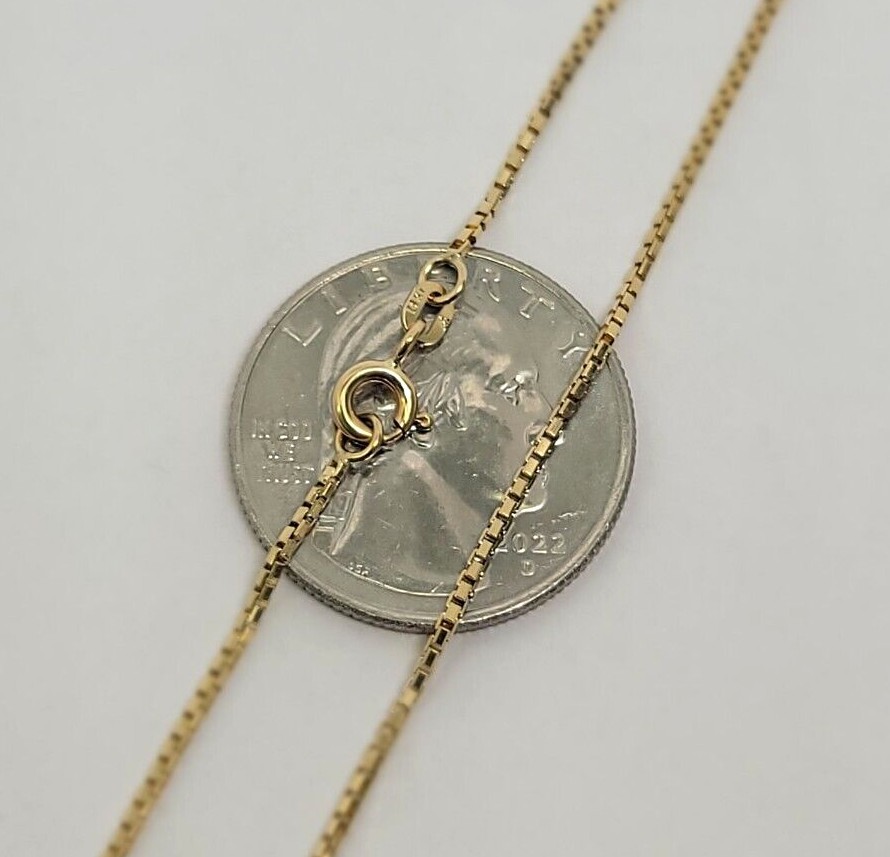 Authentic 14K Solid Yellow Gold Box Chain Necklace 1mm-2.5mm All Size 16″-30″