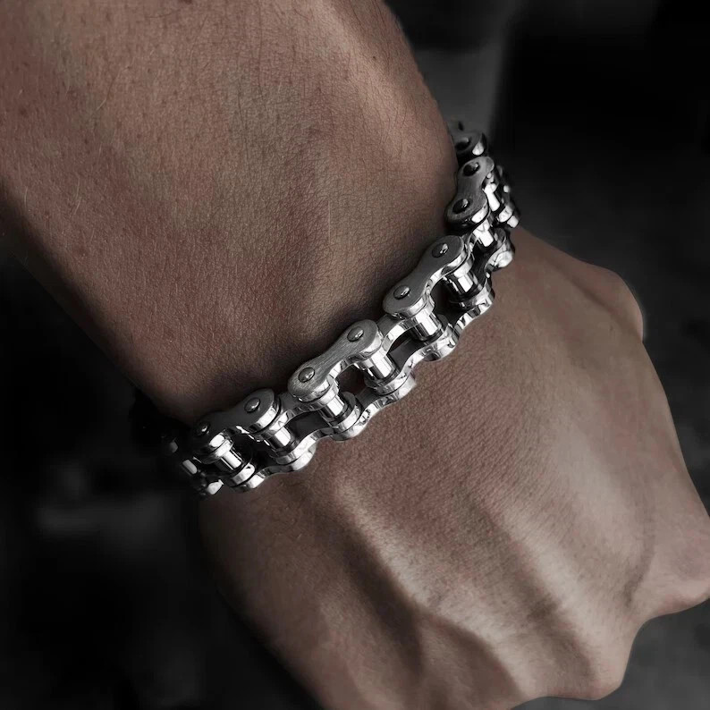 Men’s Fashion Bracelet Stainless Steel Motorcycle Bike Chain Design Jewelry Gift