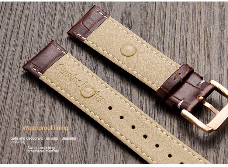 Head layer leather strap with calf leather needle buckle watch strap 12-24mm