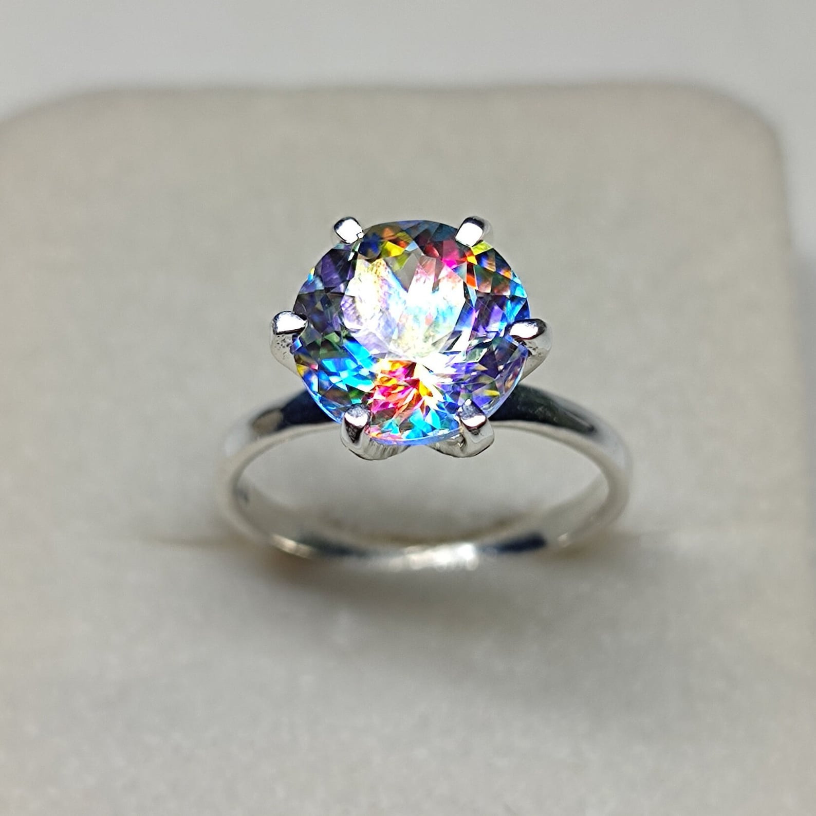 6 Ct Natural GIE Certified Bi-Color Mystic Ring 925 Silver Ring Size 7 Gemstone