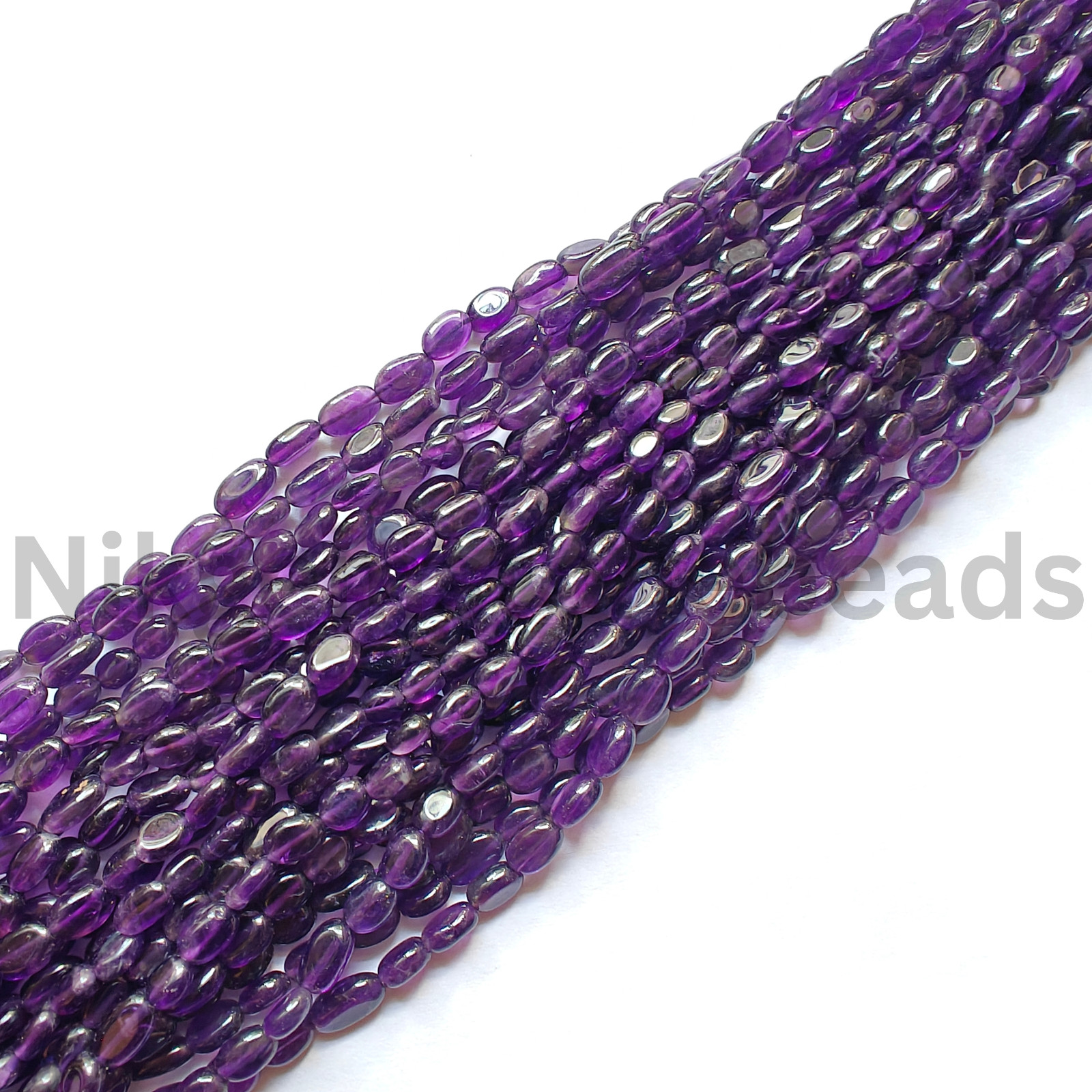Natural Amethyst Gemstone Beads, Smooth & Plain Oval Cut Beads, 7.50-10.00 MM.