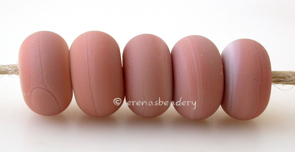 5 LIGHT POWDER PINK * donut handmade lampwork glass spacer beads TANERES sra