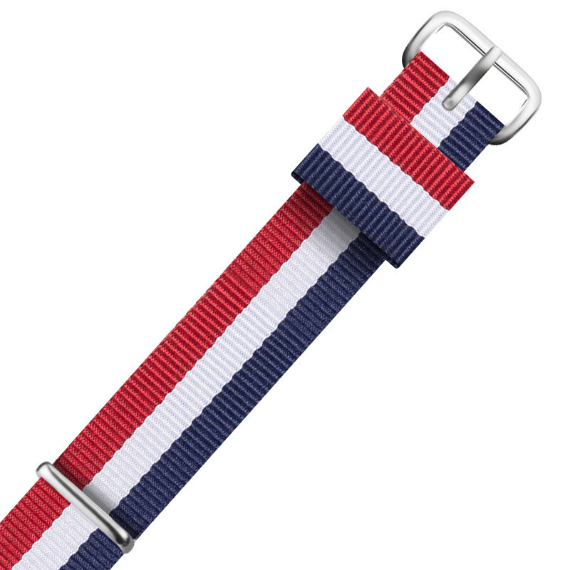 Nylon One Piece Watch Band Strap Striped Canvas Sports Wrist Band 18 20 22mm
