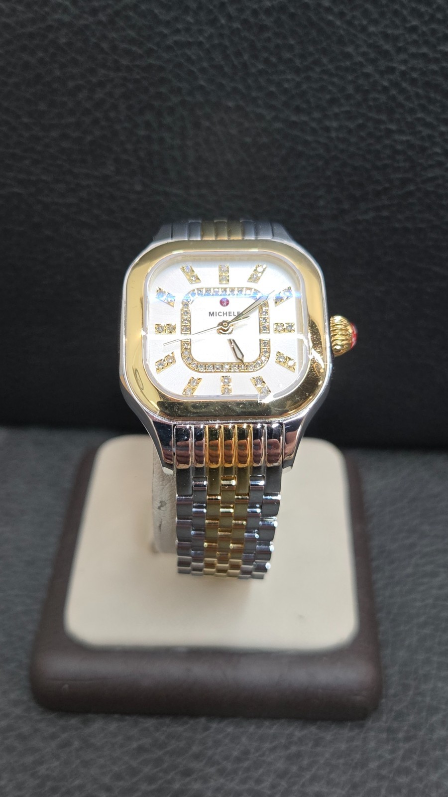 Michele Meggie MMW33B001 Set, Two-Tone Diamond Dial, 7″ Band, 29mm Case Watch