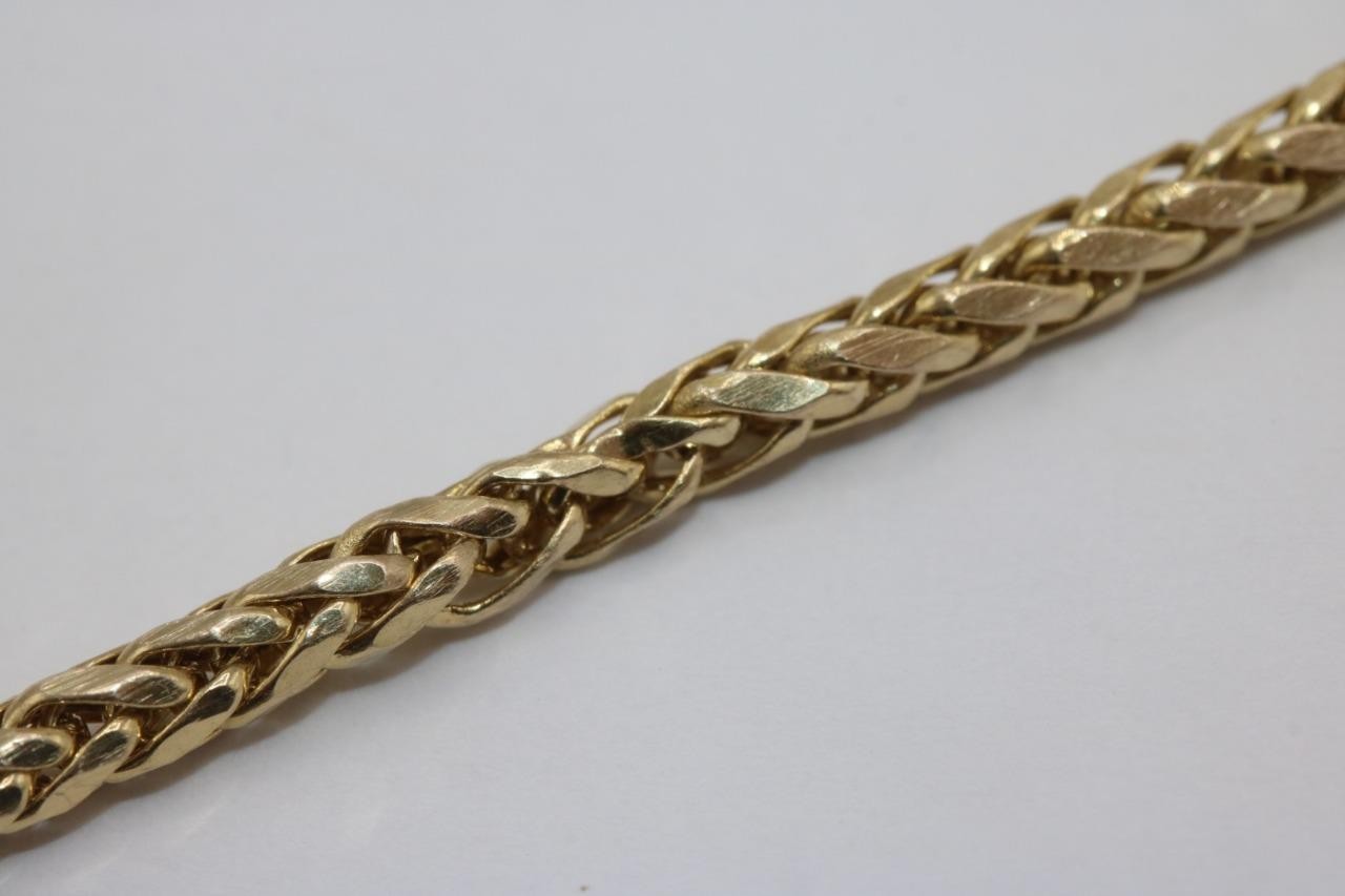 Fine 10K Yellow Gold 2.5mm Round Wheat Chain Necklace Hollow 20″ Long