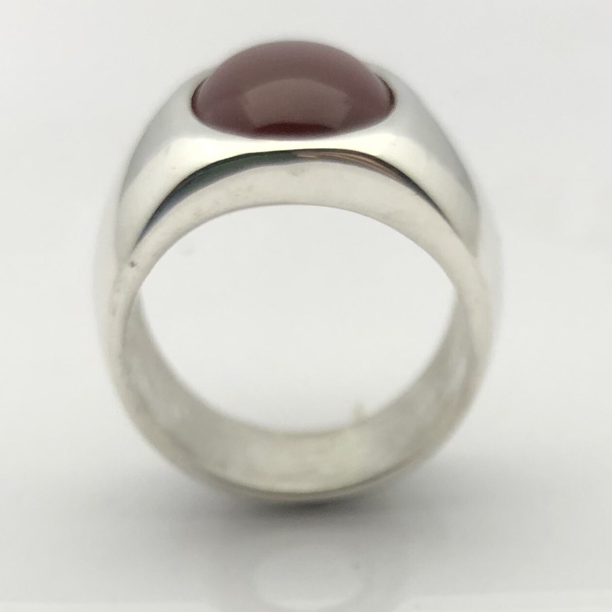 MJG STERLING SILVER MEN’S RING.12 X 16mm CARNELIAN. LOW PRO. SIZE 9 3/4