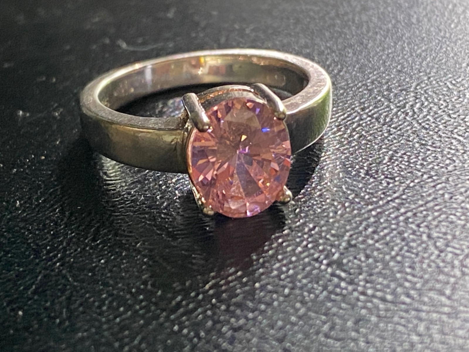 Sterling Silver Ring CZ Stones Round Pink Solitaire