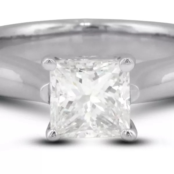 Engagement Ring 14K White Gold Classic 0.75 CT Princess Lab-Grown Diamond E VS1