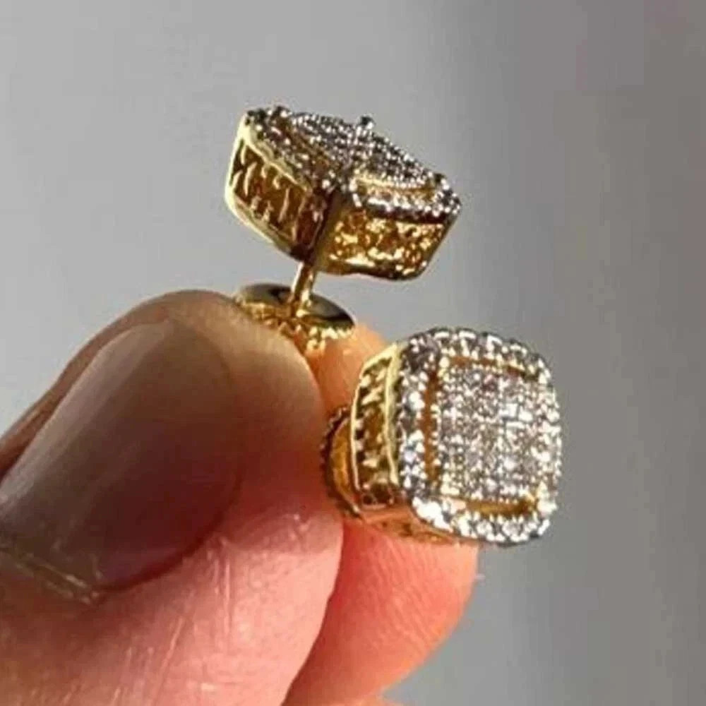 Men’s Engagement Stud Earrings Round Cut Simulated Siamond 925 Starling Silver