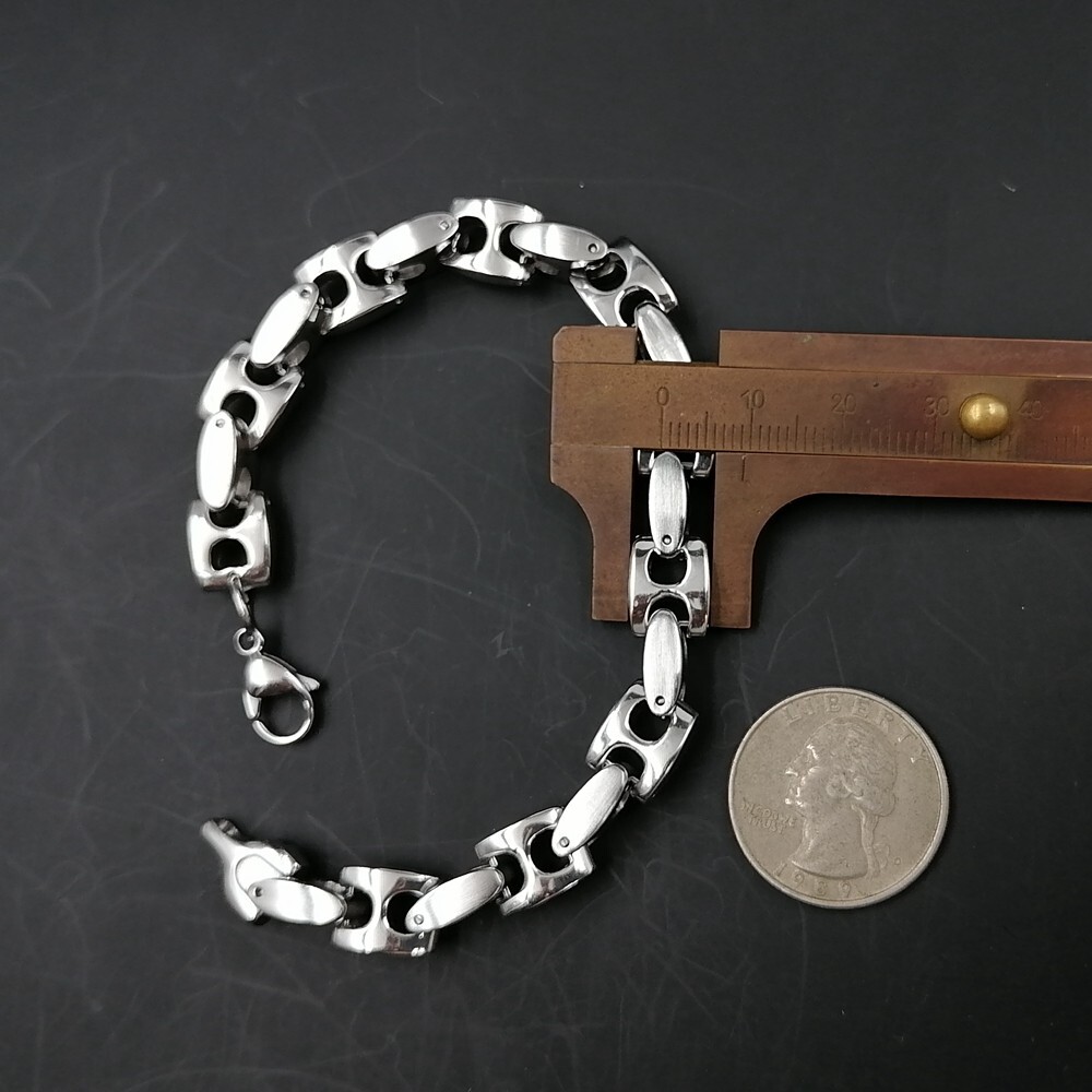 10mm 8.5inch Stainless Steel Solid Link Chain Bracelet Bangle For Mens Cool Gift