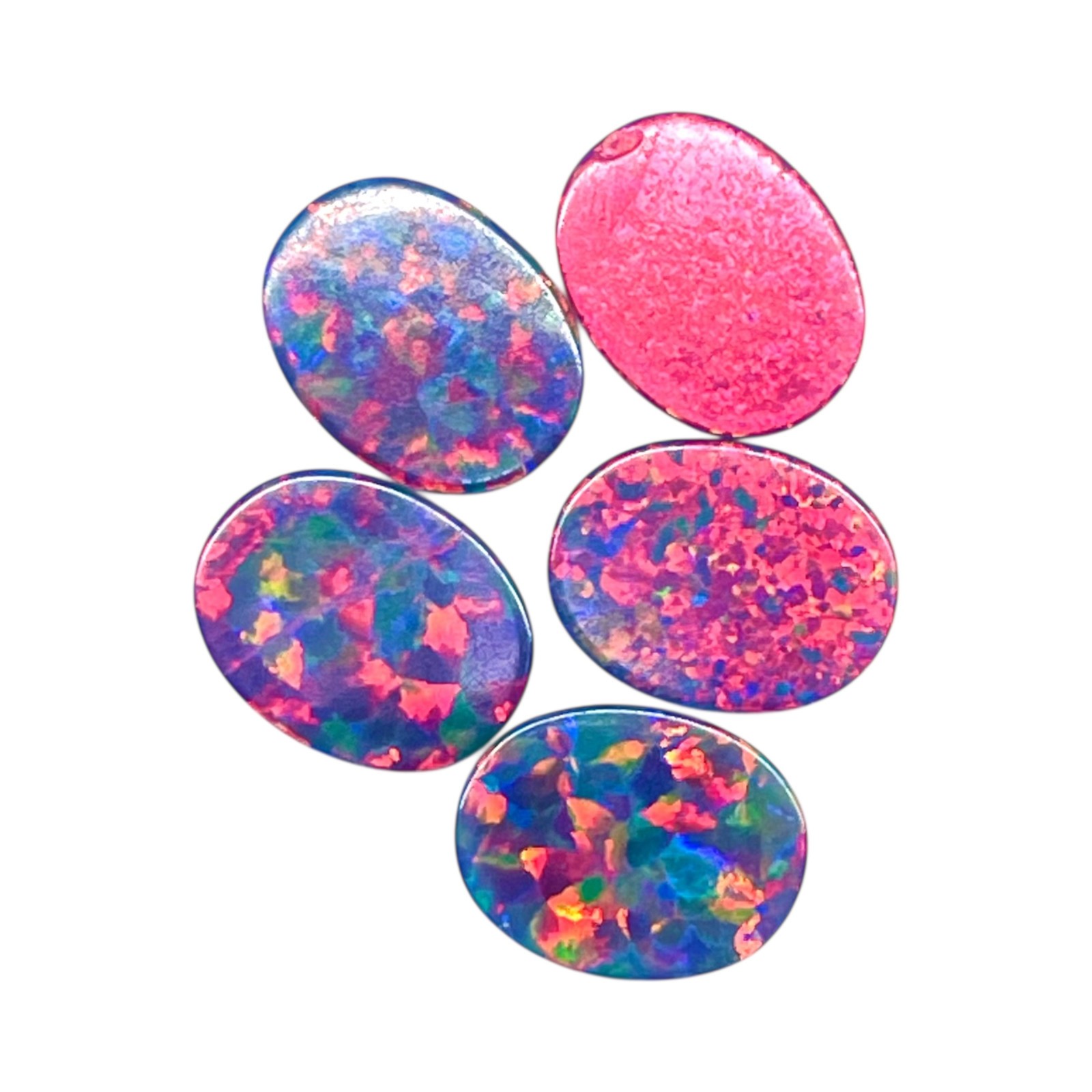 3 Pcs Australian Black Opal 9x7mm Oval Cabochon 5A Quality Lab Created Gemstones