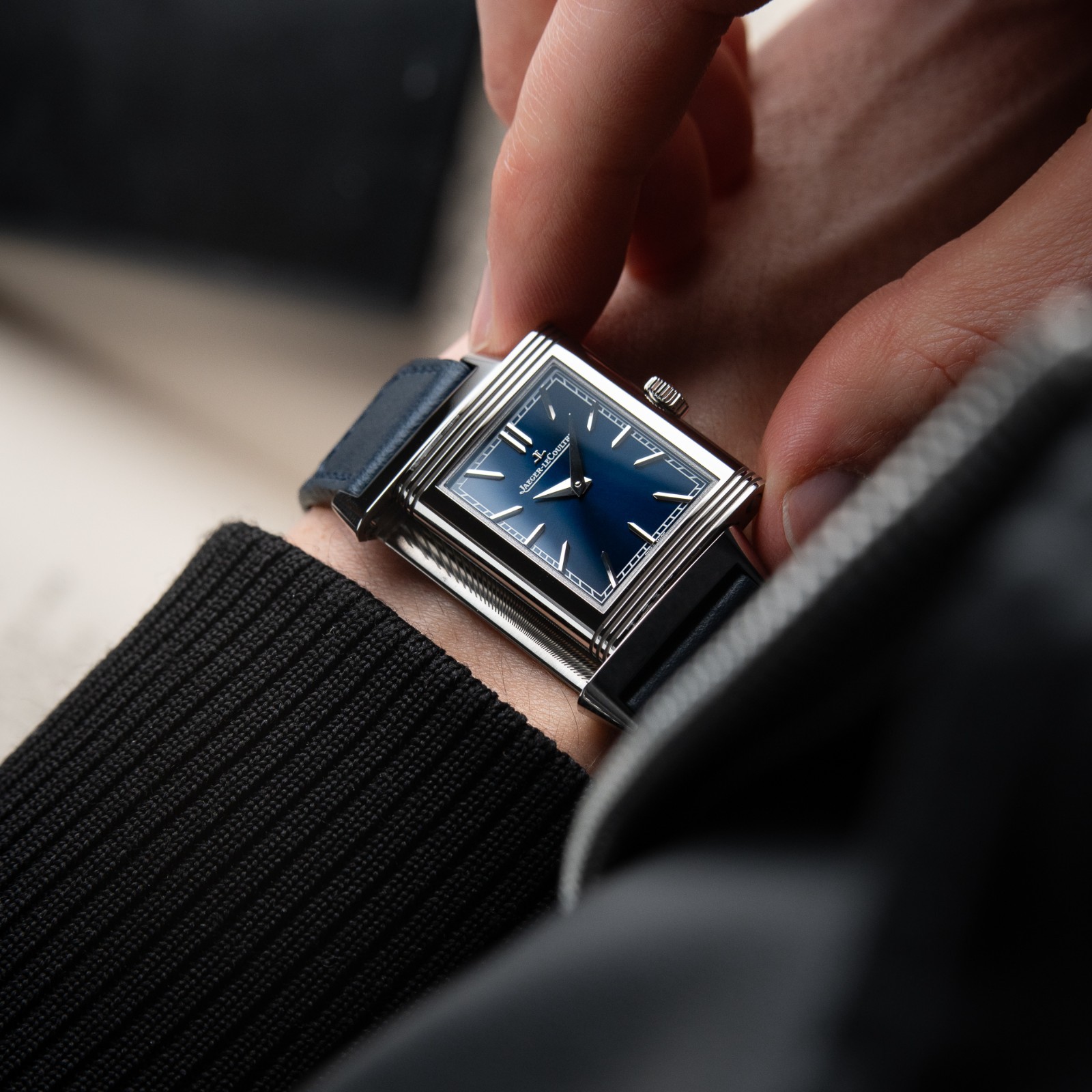Jaeger-LeCoultre Reverso UNWORN 12/2025 Tribute Monoface Blue Dial Leather Watch