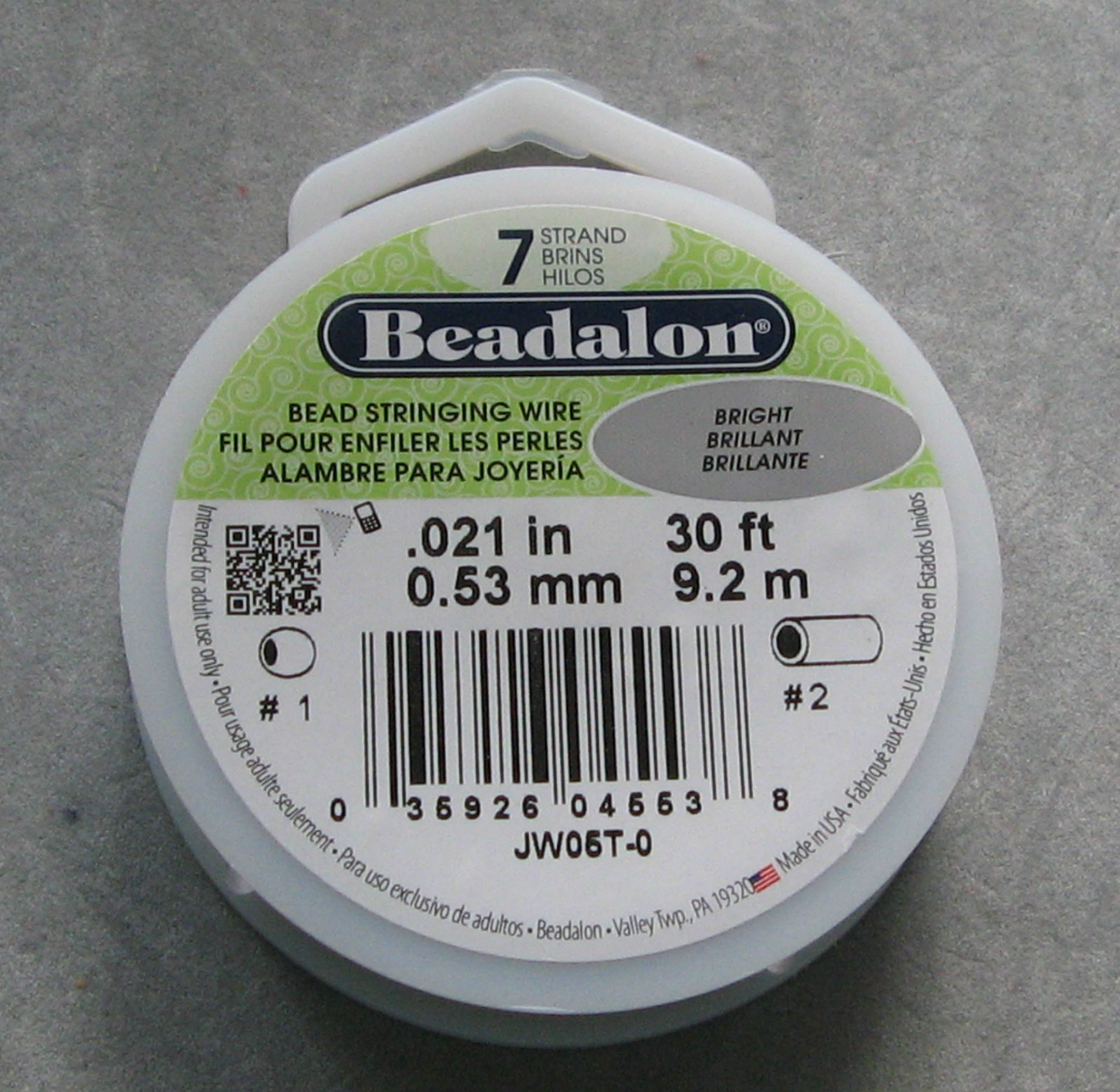 Beadalon 7 Strand Beading Wire 30 foot spool CHOOSE Diameter Stainless Steel w C