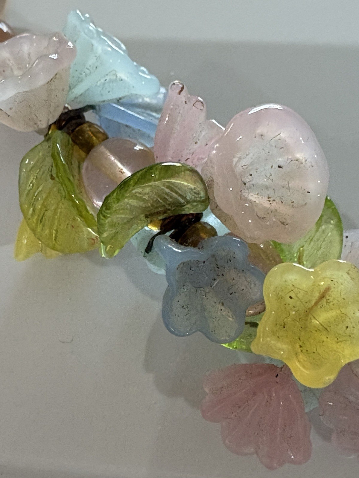 Vintage Italian Venitian Flower Necklace Pink Color