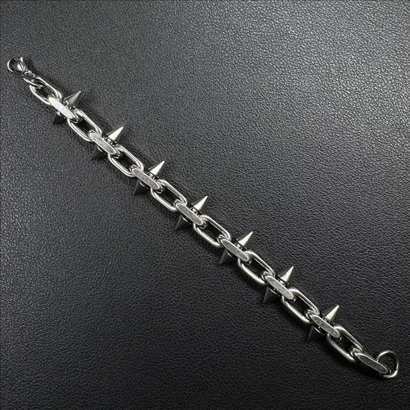 Gothic Punk Spike Cuban Chain Necklace Retro Spike Chain Neck Choker Metal Titan