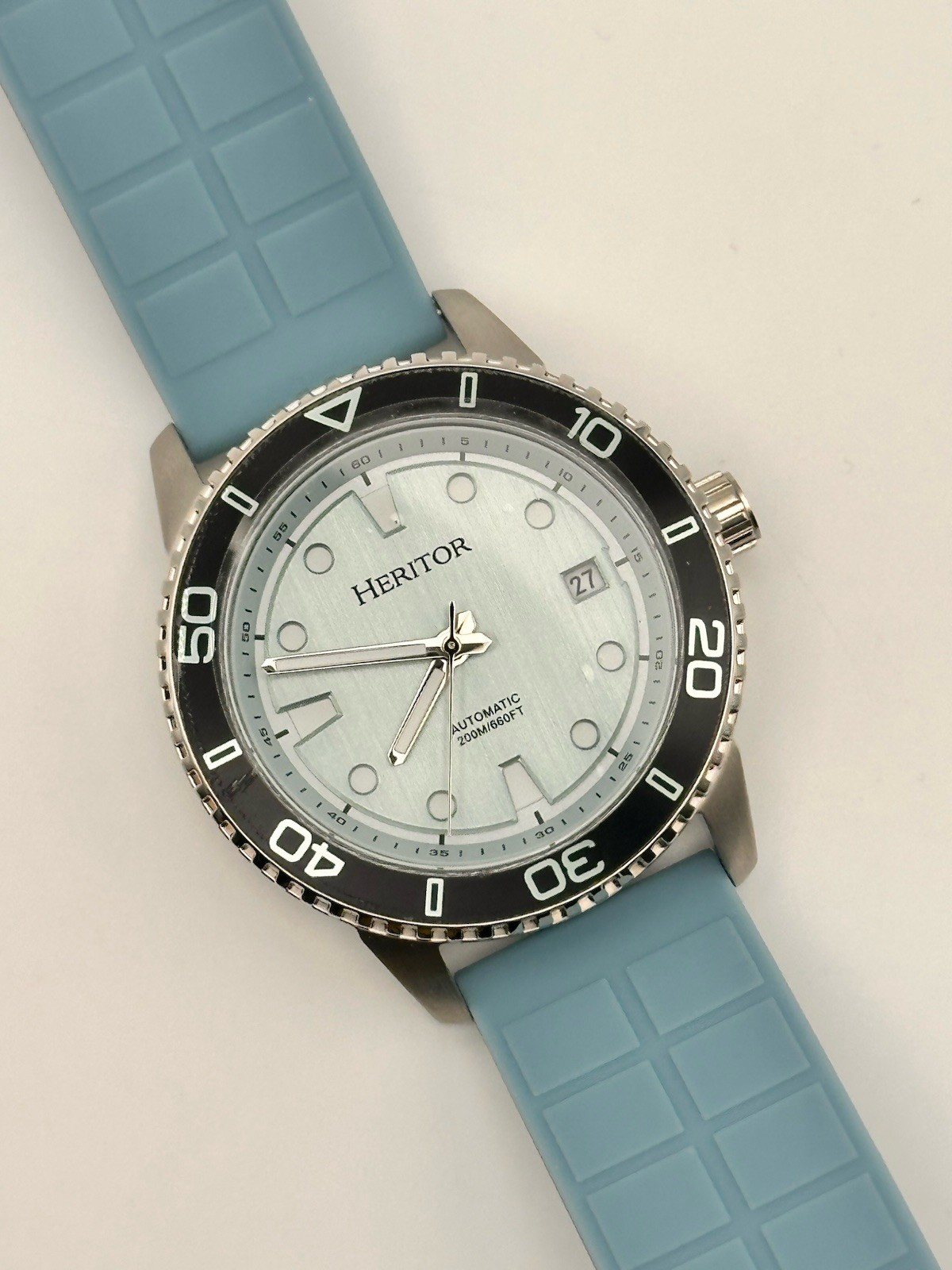 Heritor Marshall Automatic Men’s Diver Watch 40mm Light Blue Rubber HERHS4700