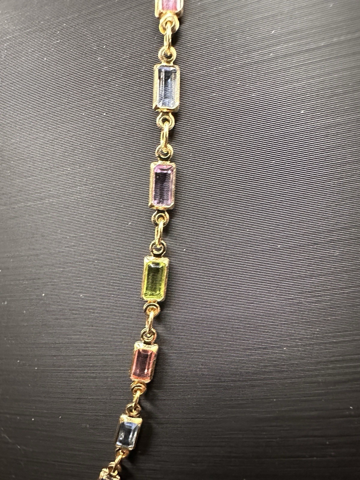 18k Yellow Gold filled Pastel Jolly Rectangle Necklace 24”