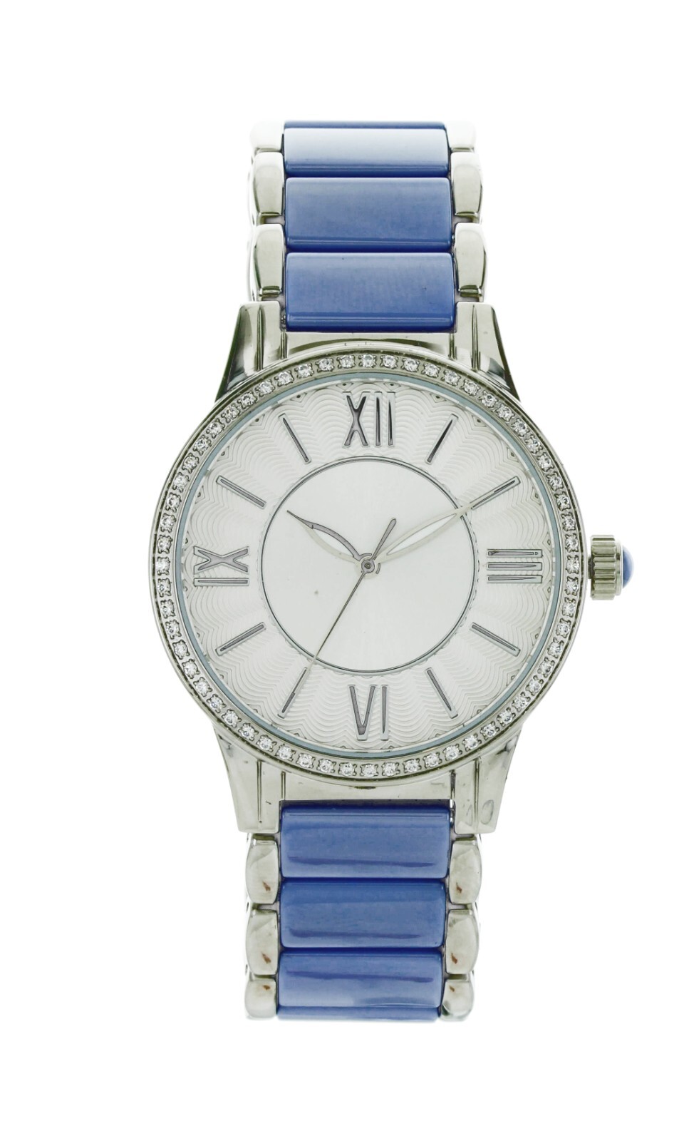 DMQ Women Watch Stainless Steel Silver Two tone band Ceramic CZ 50m Quartz DIQ14