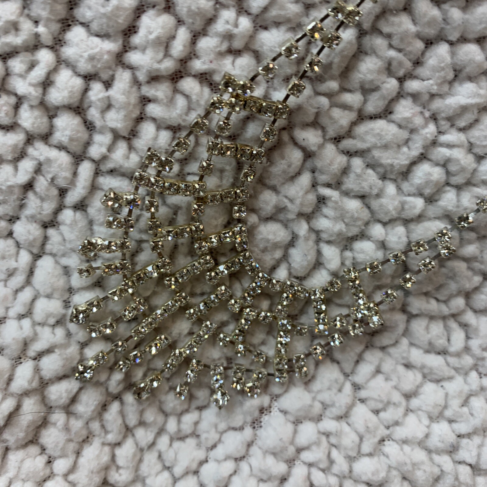 Charming Charlie Special Occasion Rhinestone Collar Necklace & Clip On Earrings