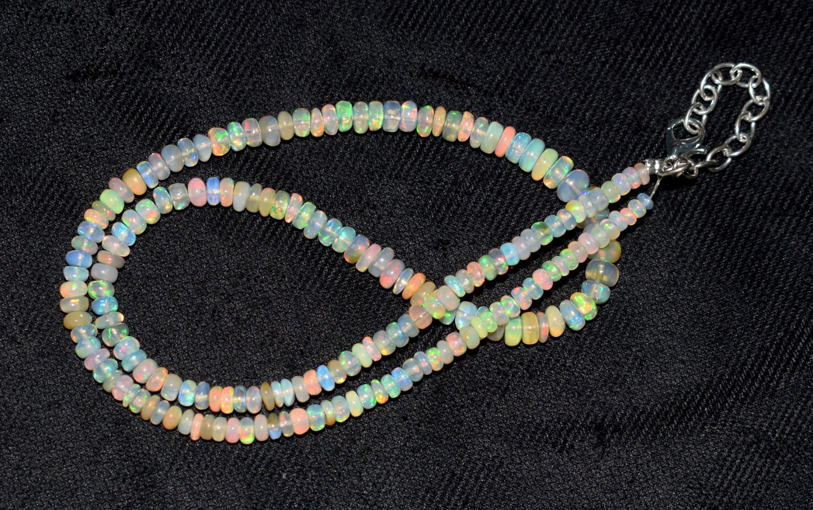 Ethiopian Welo Fire Opal Necklace 16″Natural Smooth Beads Gemstone Jewelry AF196