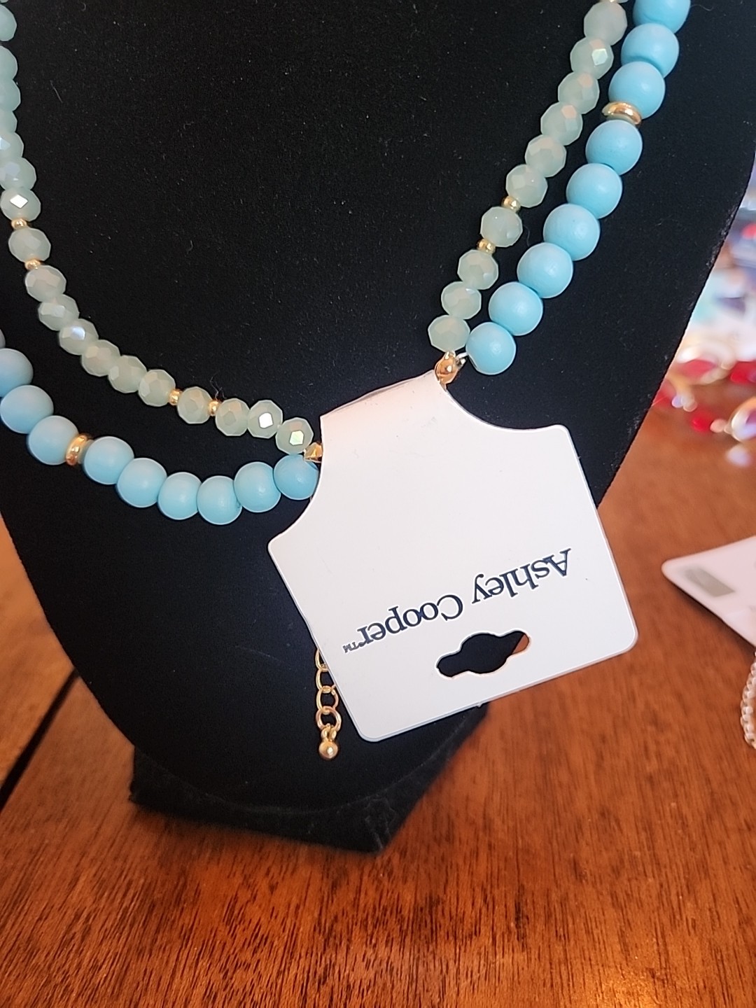 Ashley Cooper 2 Tier Layered Light Blue, Gold Accents Necklace Nwt 18inch W Ext