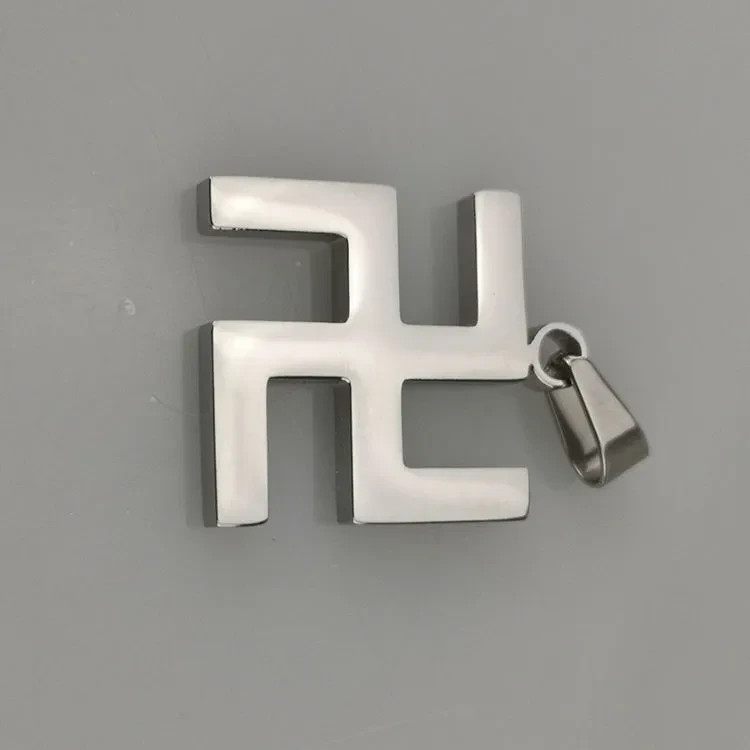 Titanium Steel Hindu Swastika Pendant Blessing Necklace Chain Amulet