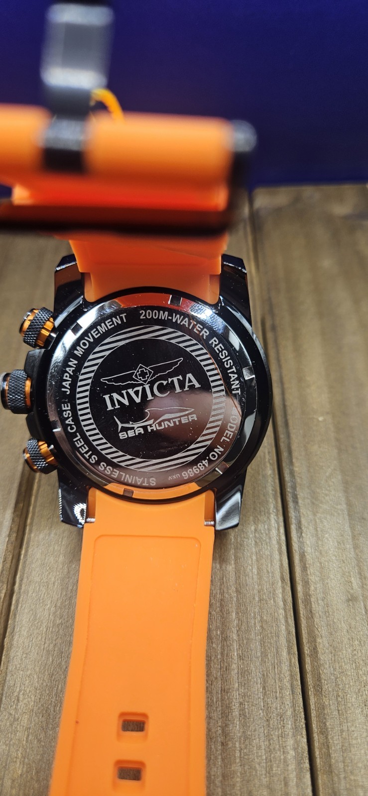 Invicta Men’s Sea Hunter Chronograph Dial Luminous Bezel 52mm Black/Orange Watch