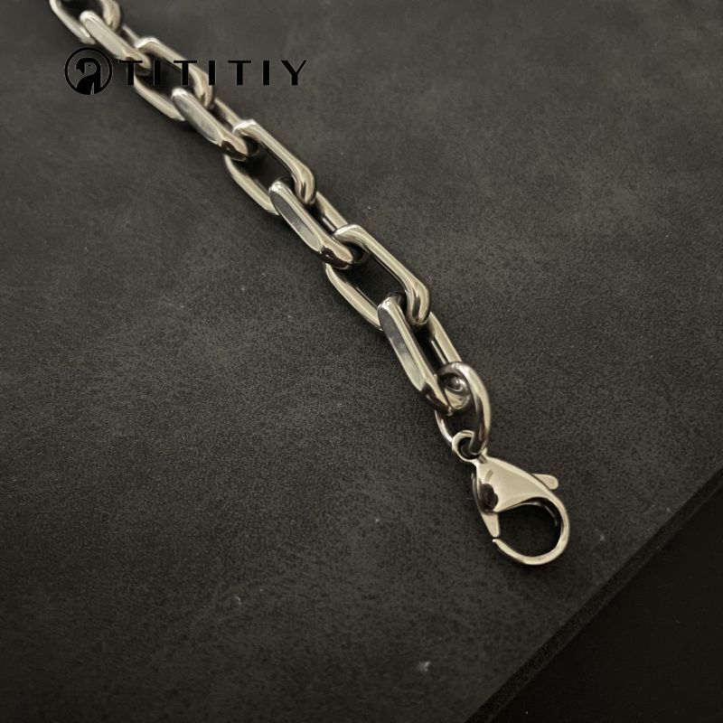 New 8mm Pure Titanium Chain Bracelet Men’s Women Bracelet Anti Allergy 7.5 Inch
