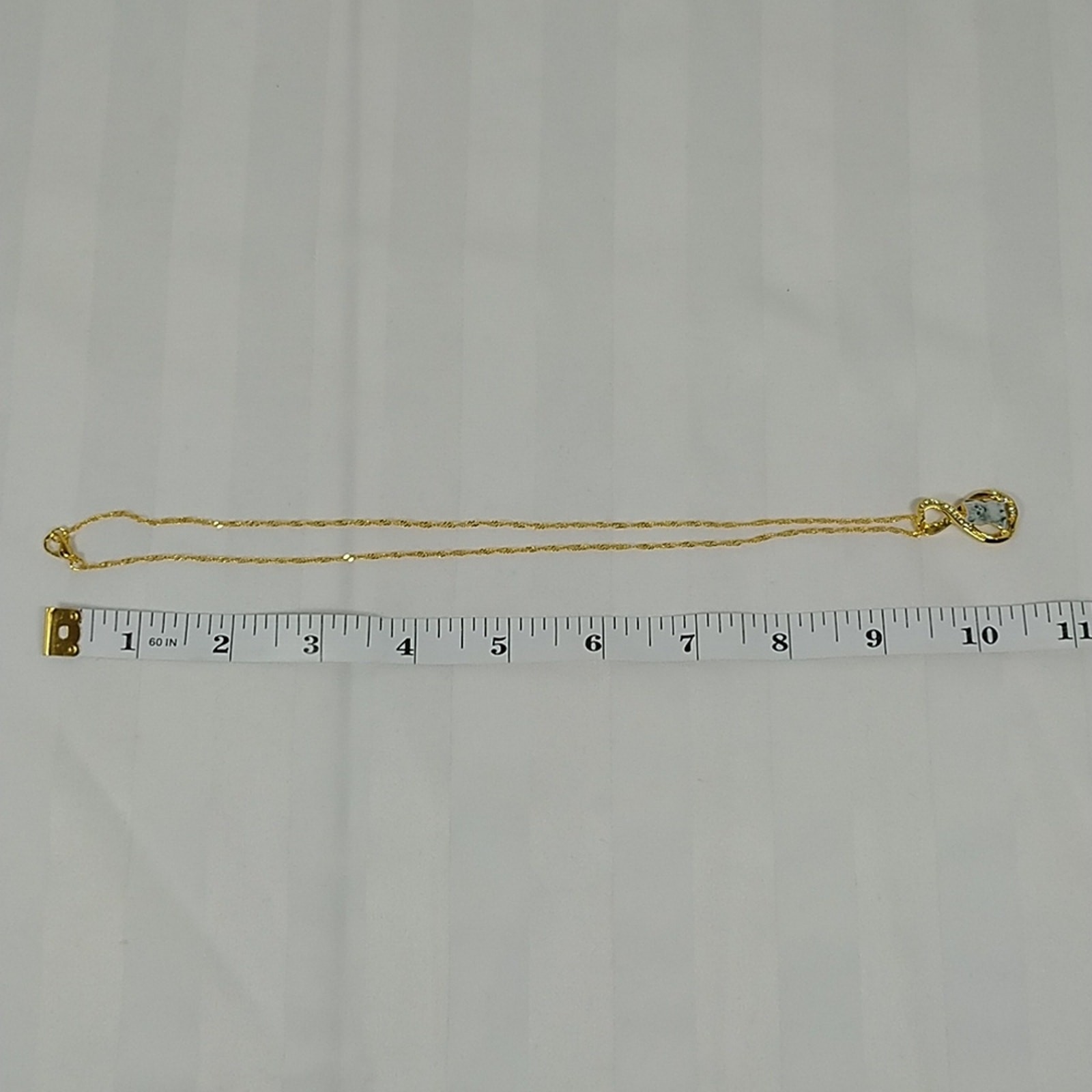 Gold Plated Infinity Heart Cat Charm with Chain Animal Print Necklace