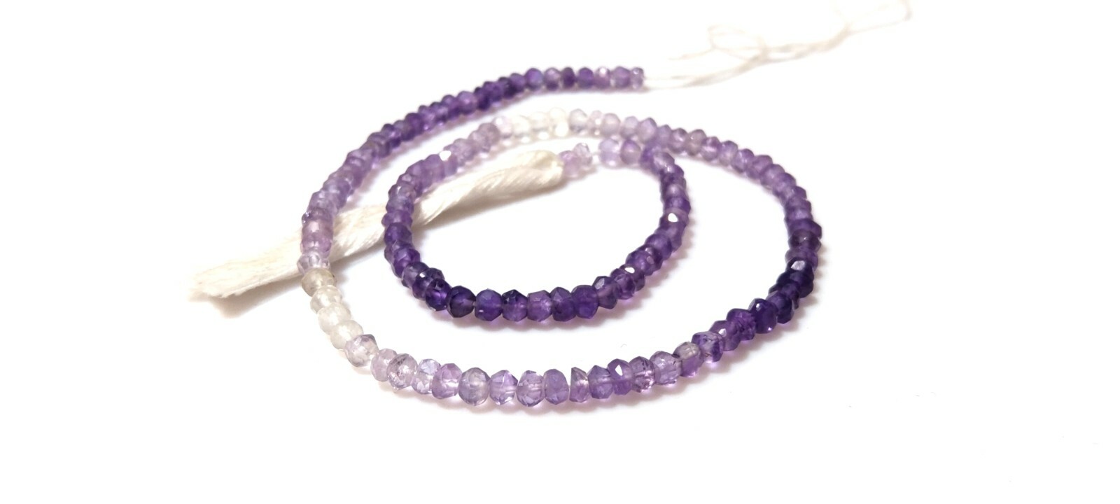 NATURAL AMETHYST SHADED 3.5-4MM RONDELLE FACETED GEMSTONE BEADS 13″INCH 1 STRAND