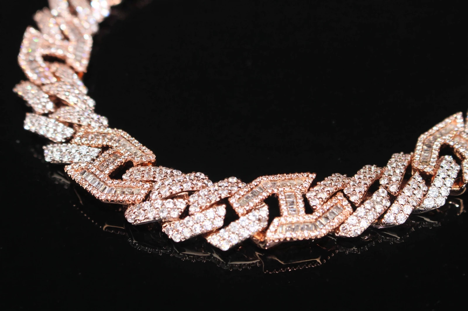 14k STAMPED 14mm FIGARUCCI Rose Gold Chain 80.7ct Lab Sim VVS1 Diamond 241g+