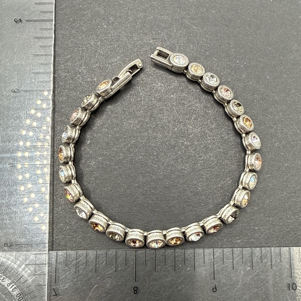 PATRICIA LOCKE Signed Game Set Match Bracelet Colorful Silver Tone 7” C11