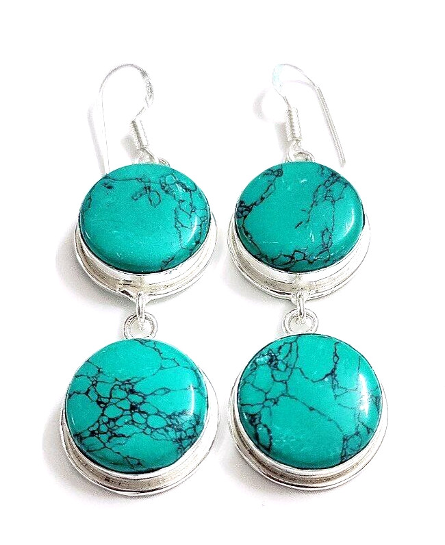 Santa Rosa Turquoise Gemstone 925 Sterling Silver Handmade Jewelry Earrings