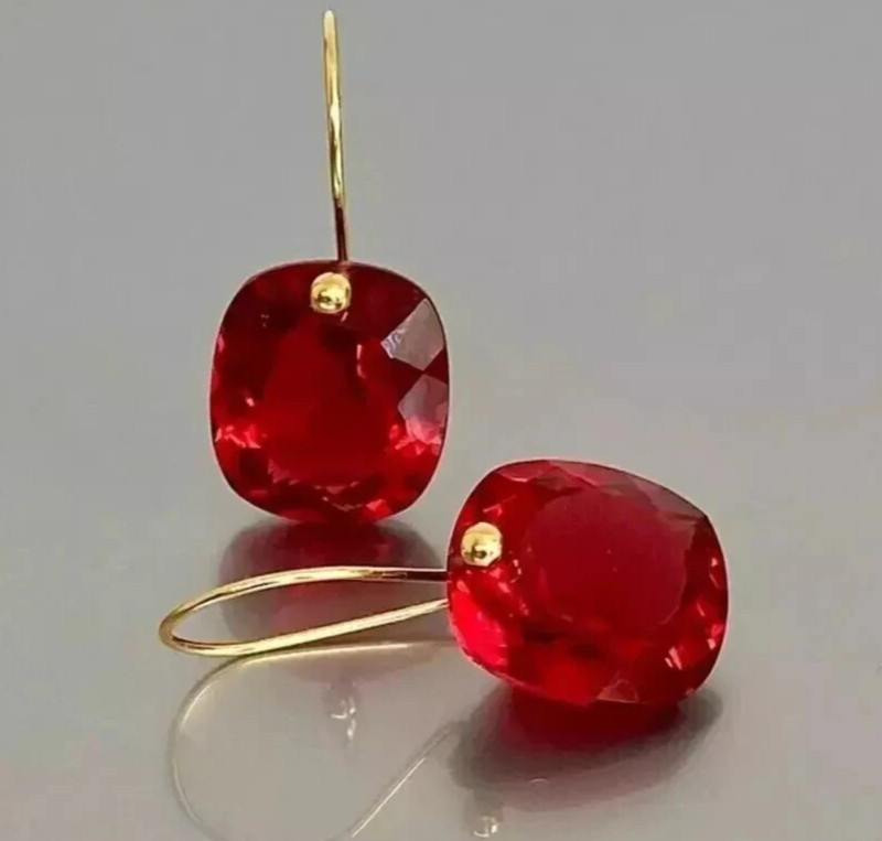 A+ Red Ruby Earrings 21.25 Ct+ 925 Solid Silver Cushion Cut Earrings A+ Gemstone
