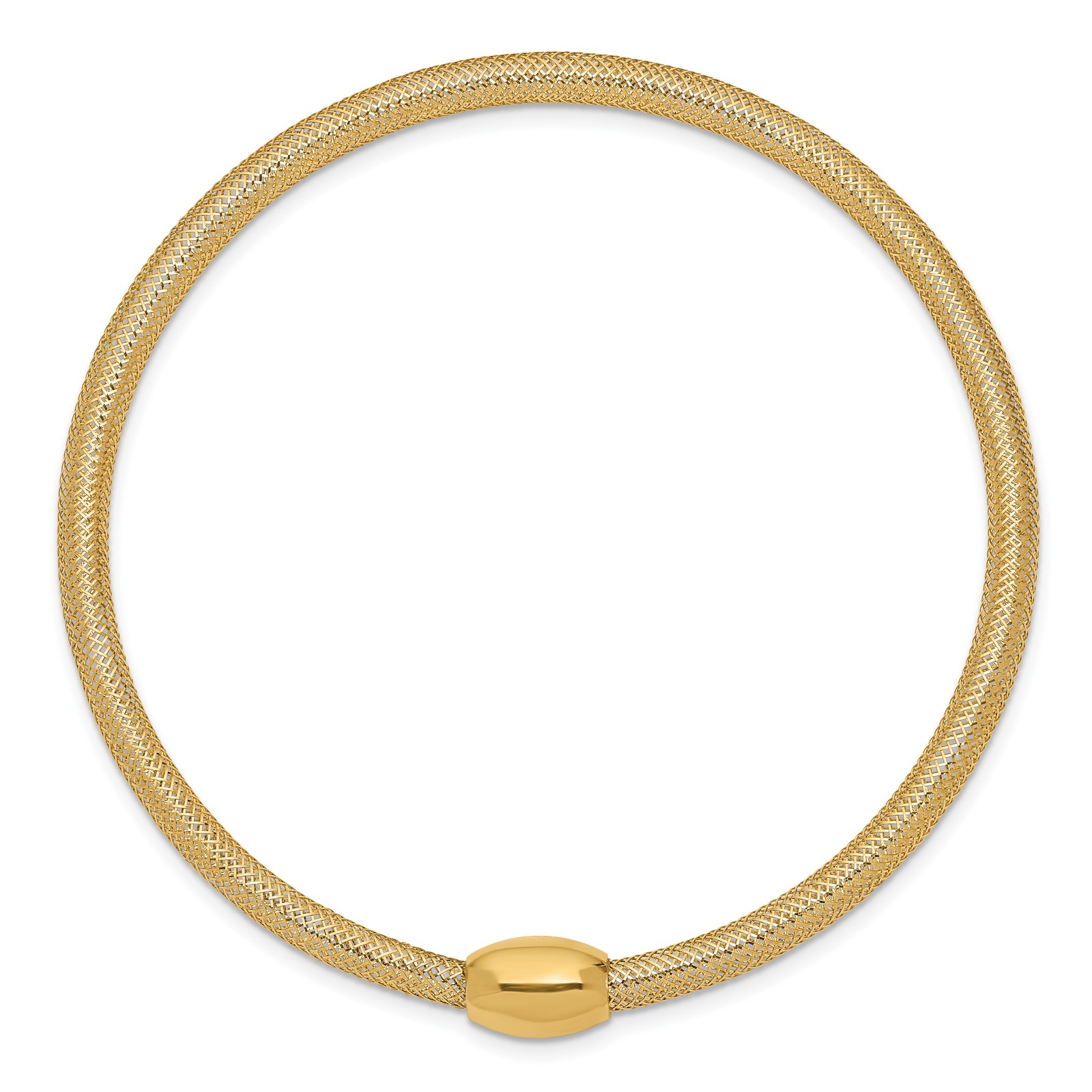 14K Solid Yellow Gold Stretch Popcorn Bangle Bracelet 7.25 inch Polished