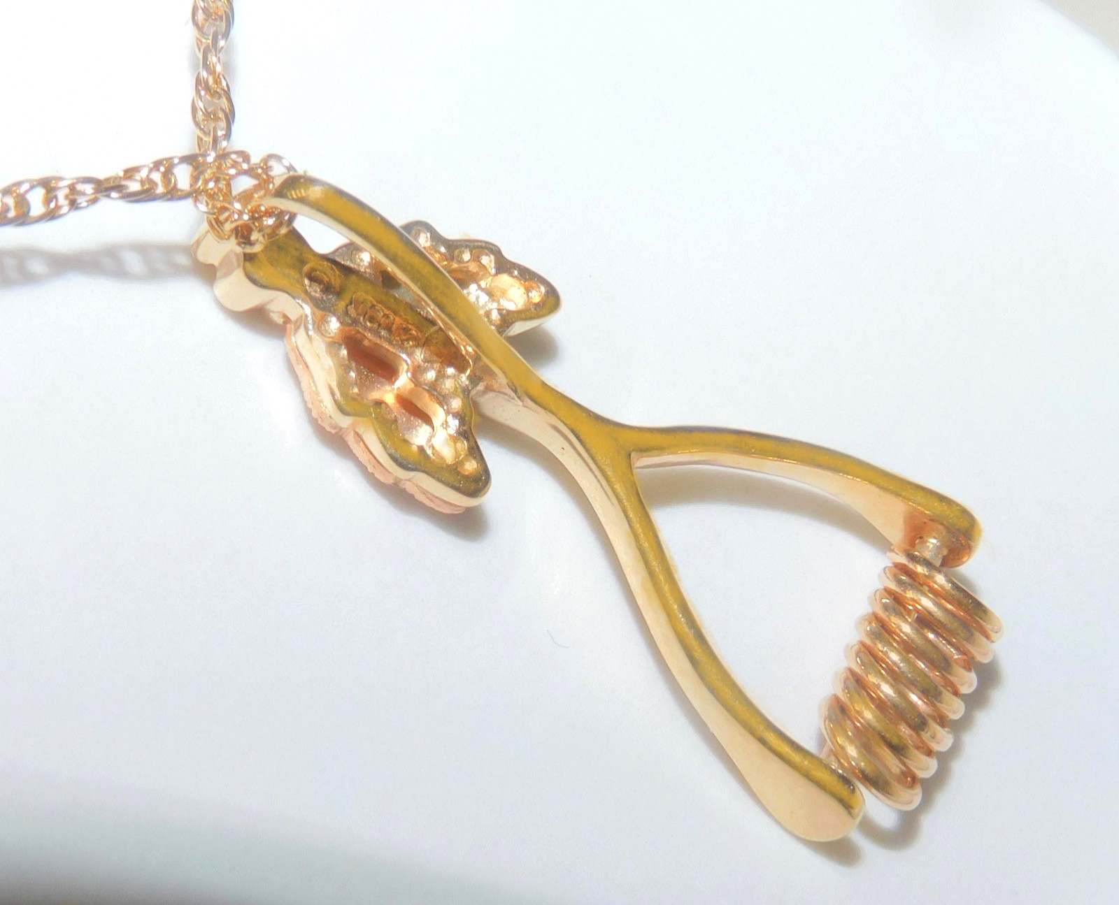 Black Hills Gold 10k Wish Ring Wishbone Pendant Necklace
