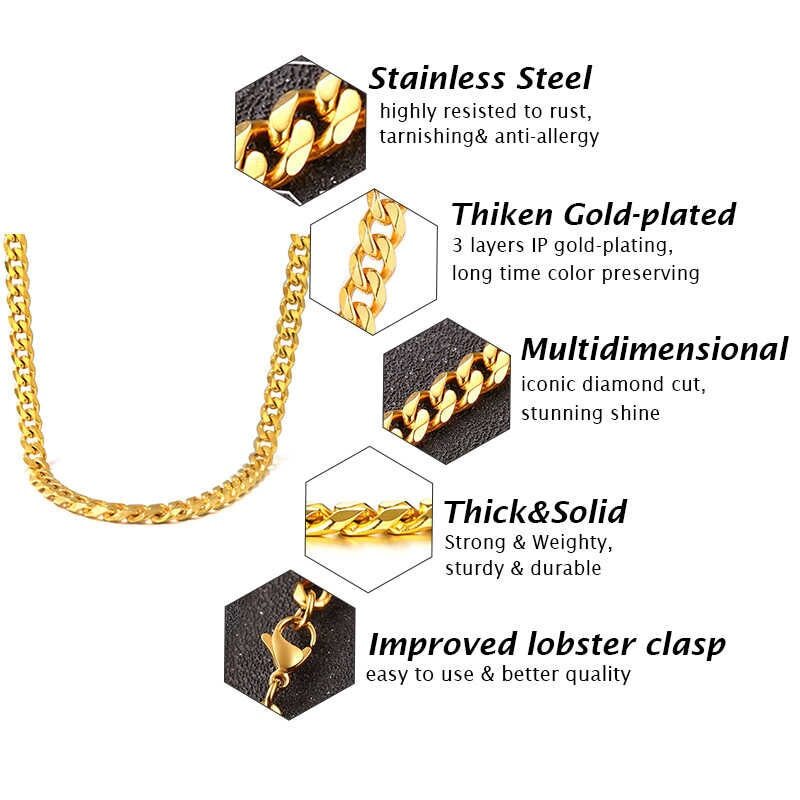 Cuban Chain Necklace Basic Stainless Steel Link Chain Chokers Vintage Colla