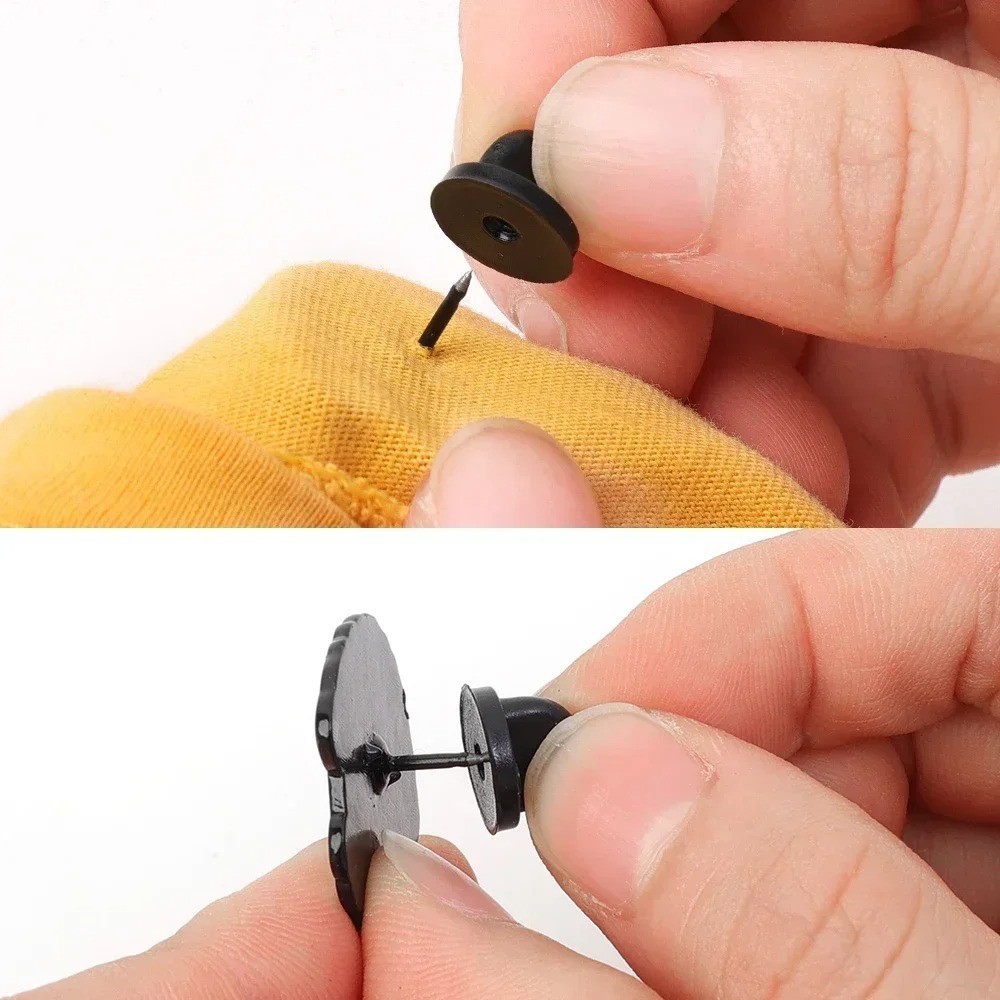 500-50pcs Black PVC Rubber Pin Backs Butterfly Clutch Tie Tack Lapel Holder Clas