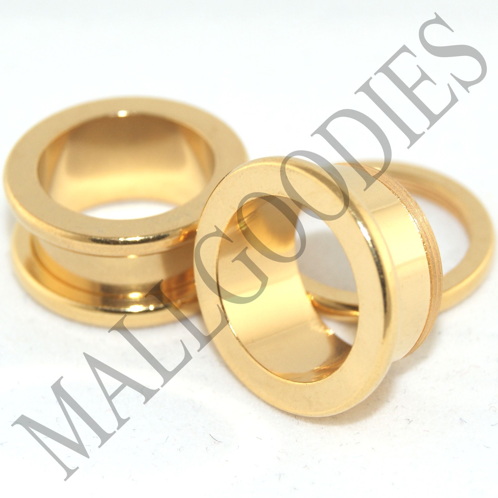 1493 Screw on/fit Steel Anodized Gold Tunnels Earlets Ear Plugs 1/2″ Inch 12.7mm
