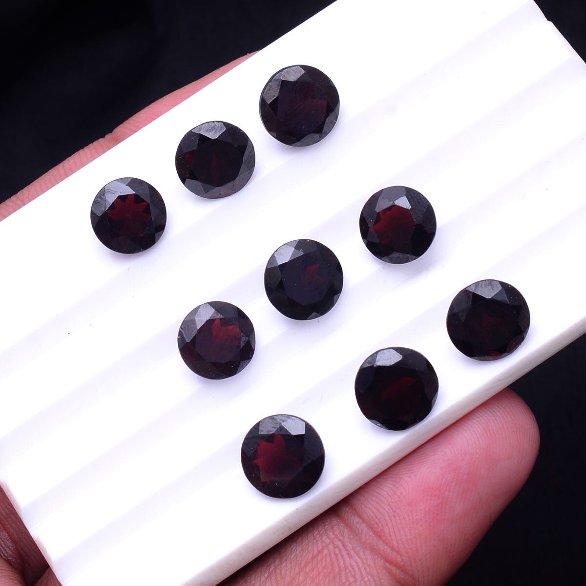 9 Pcs Natural Garnet 8mm Round Faceted Cut Untreated Huge Loose Gemstones Lot