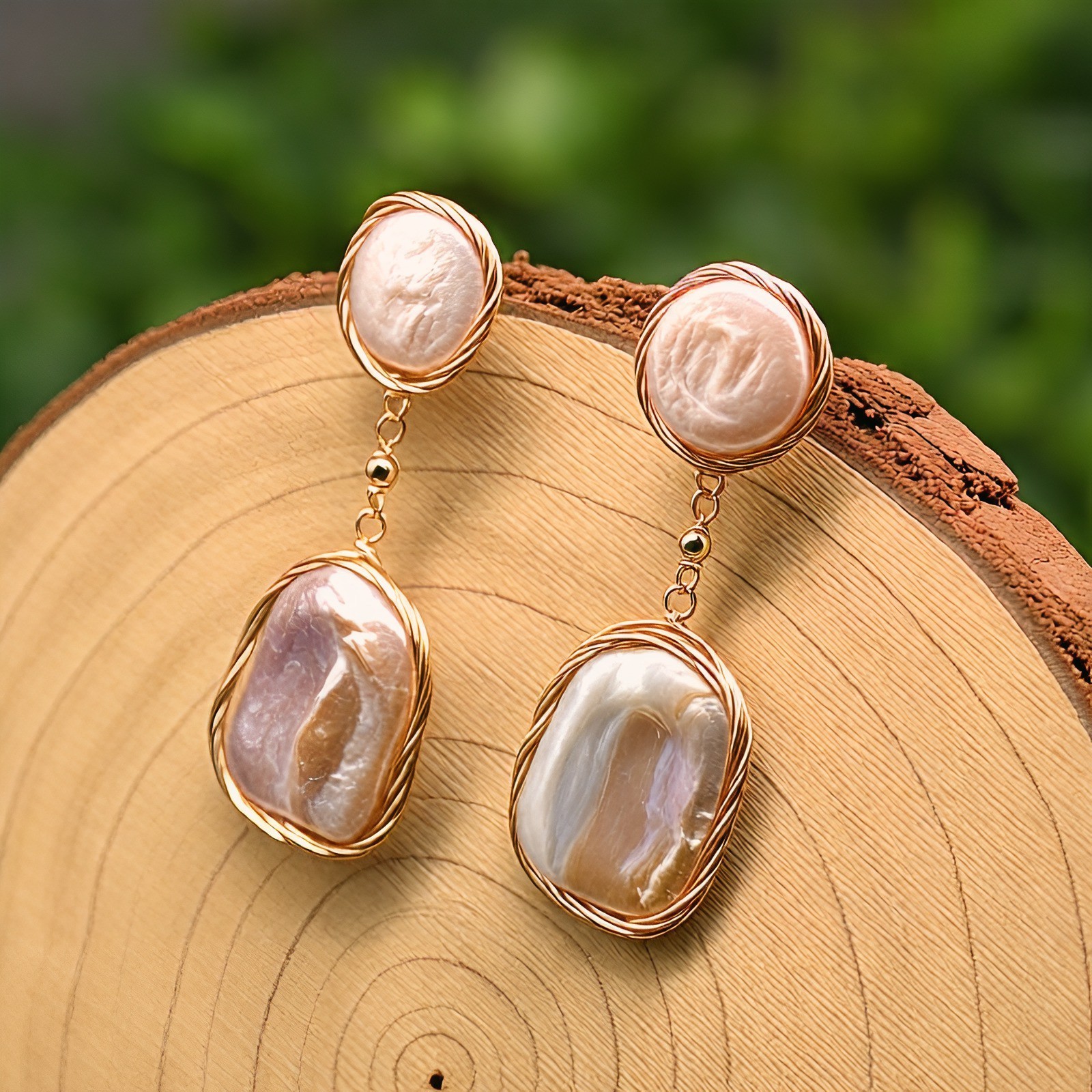 Handmade Natural Pearl Drop Dangle Earrings 925 Sterling Silver Wedding Gift
